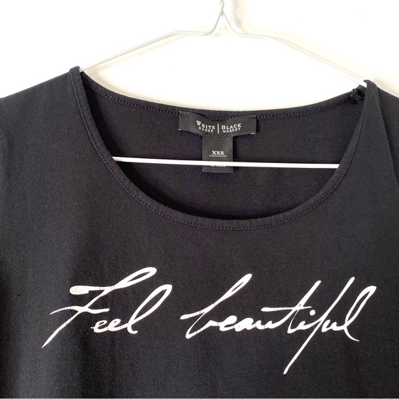 WHBM Feel Beautiful Black Graphic Tee - Picture 3 of 4